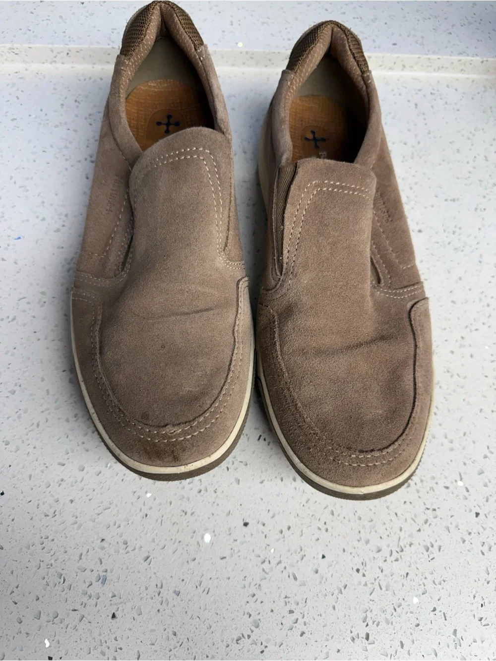 BareTraps Men's Taupe Slip-On Suede Loafers
